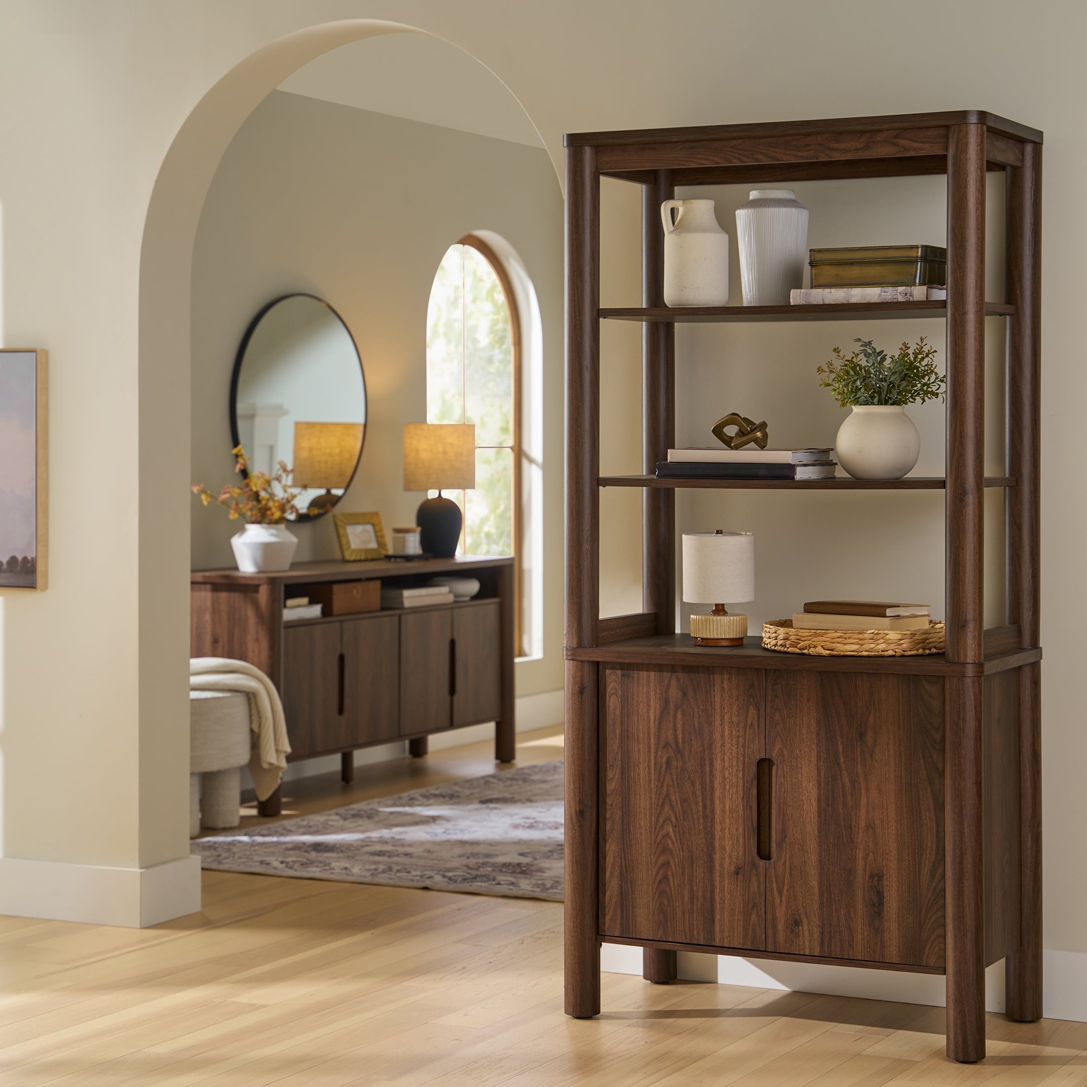  Adlin Bookcase, Walnut Finish
