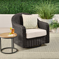  Bellamy Outdoor Motion Chair, Dark Brown Wicker with Cream Cushion