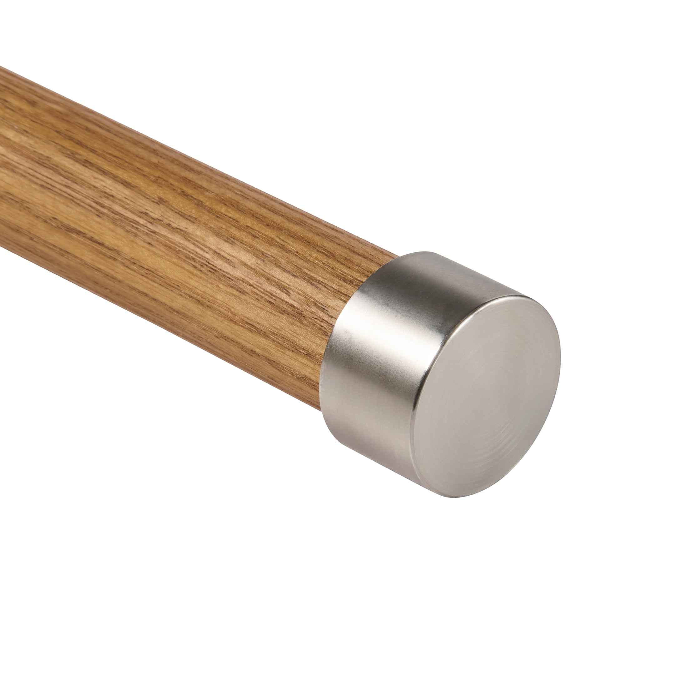 Homora™ 1 Walnut Wood and Brass Endcap Adjustable Single Curtain Rod, 32-120