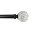  1" Matte Black and Clear Twisted Sphere Adjustable Single Curtain Rod, 32-120"