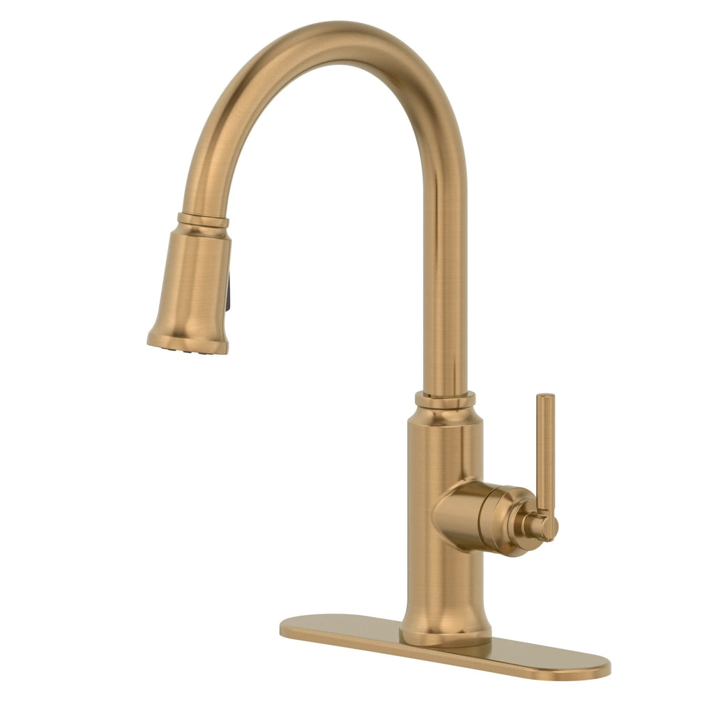  Modern Heirloom Pull Down Kitchen Faucet, Heritage Gold