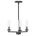  16 in Matte Black 3 Light Chandelier with Clear Glass - Contemporary Style