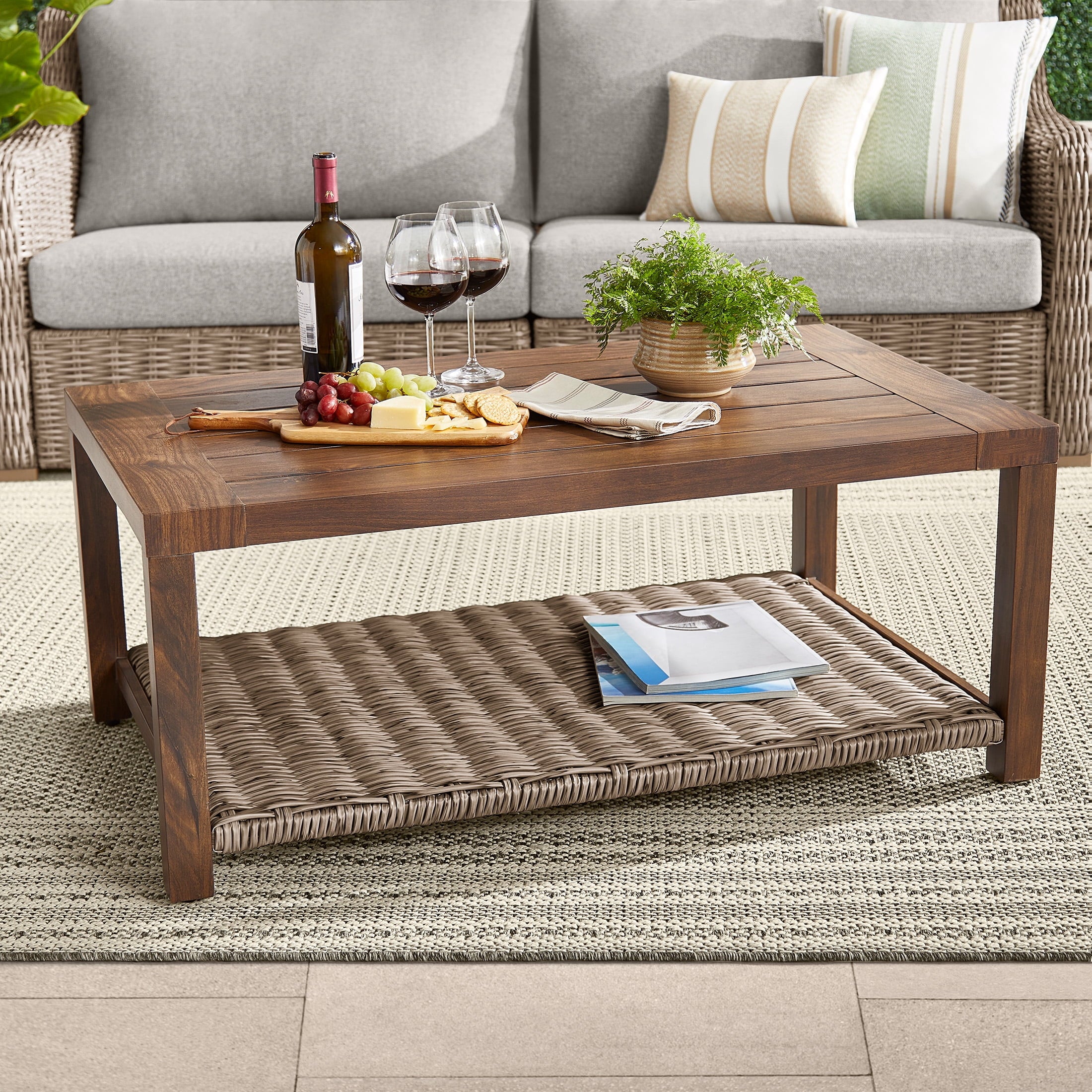Homora™ Bellamy Outdoor 1pc Patio Coffee Table, Tan Wicker
