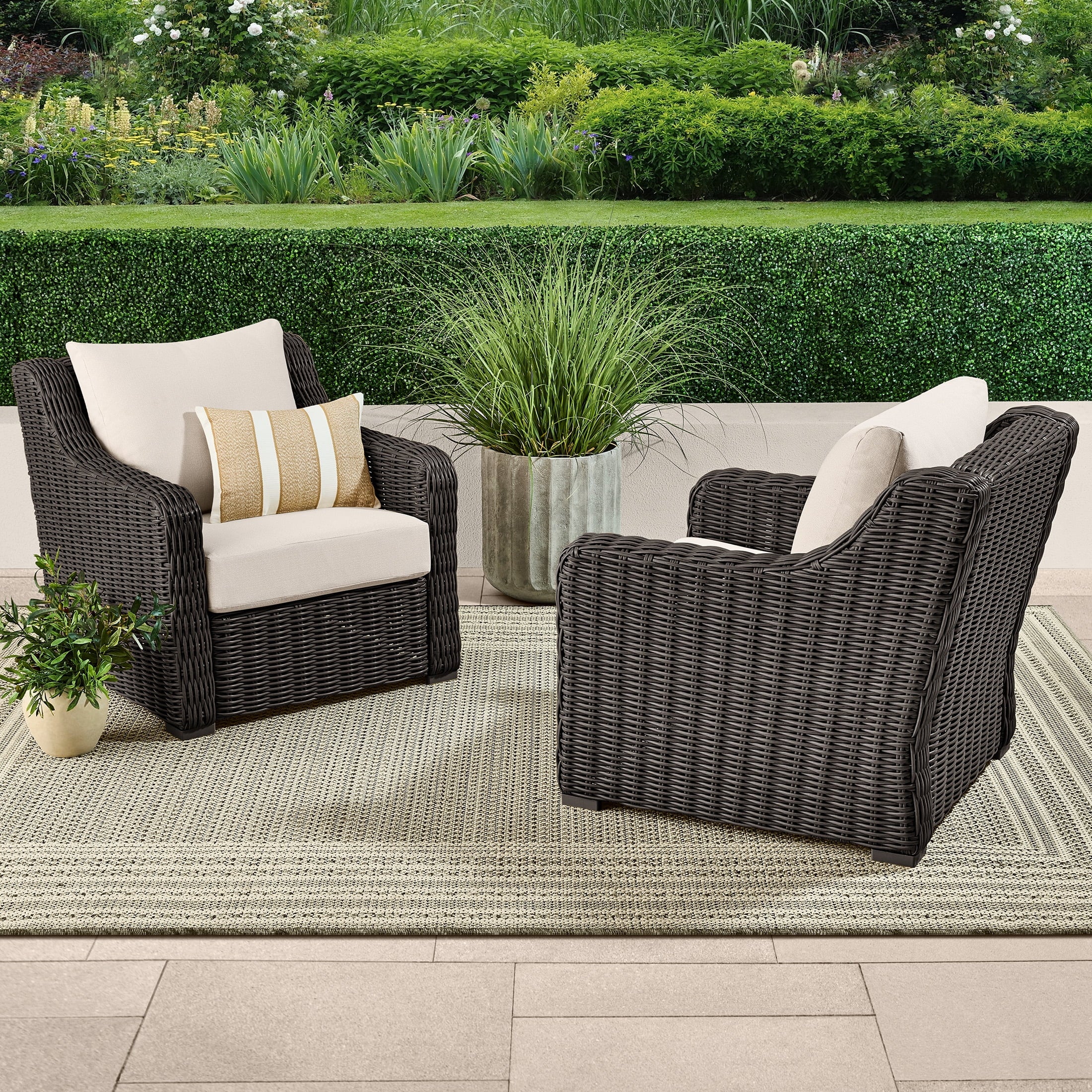  Bellamy Outdoor 2pk Lounge Chairs, Dark Brown