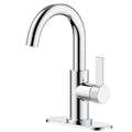  Chrome Single Handle High-Arc Bathroom Faucet with Knurled Handle