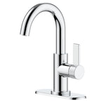  Chrome Single Handle High-Arc Bathroom Faucet with Knurled Handle