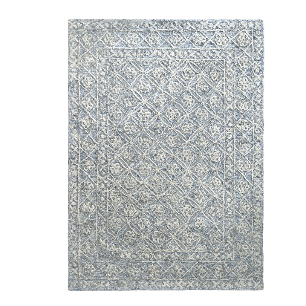  Blue/Silver Floral Trellis Indoor Area Rug, 5' x 7'