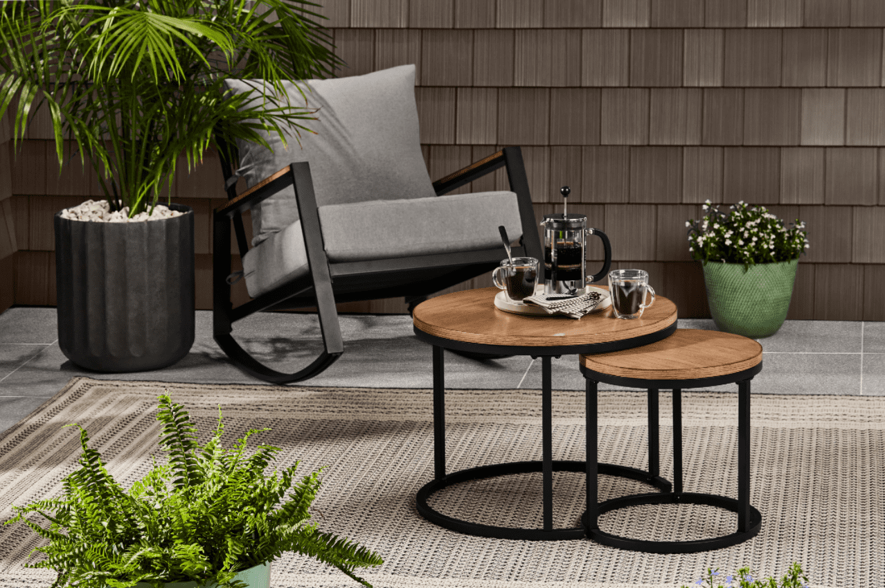  Marlow Outdoor 2pk Patio Nesting Tables, Black