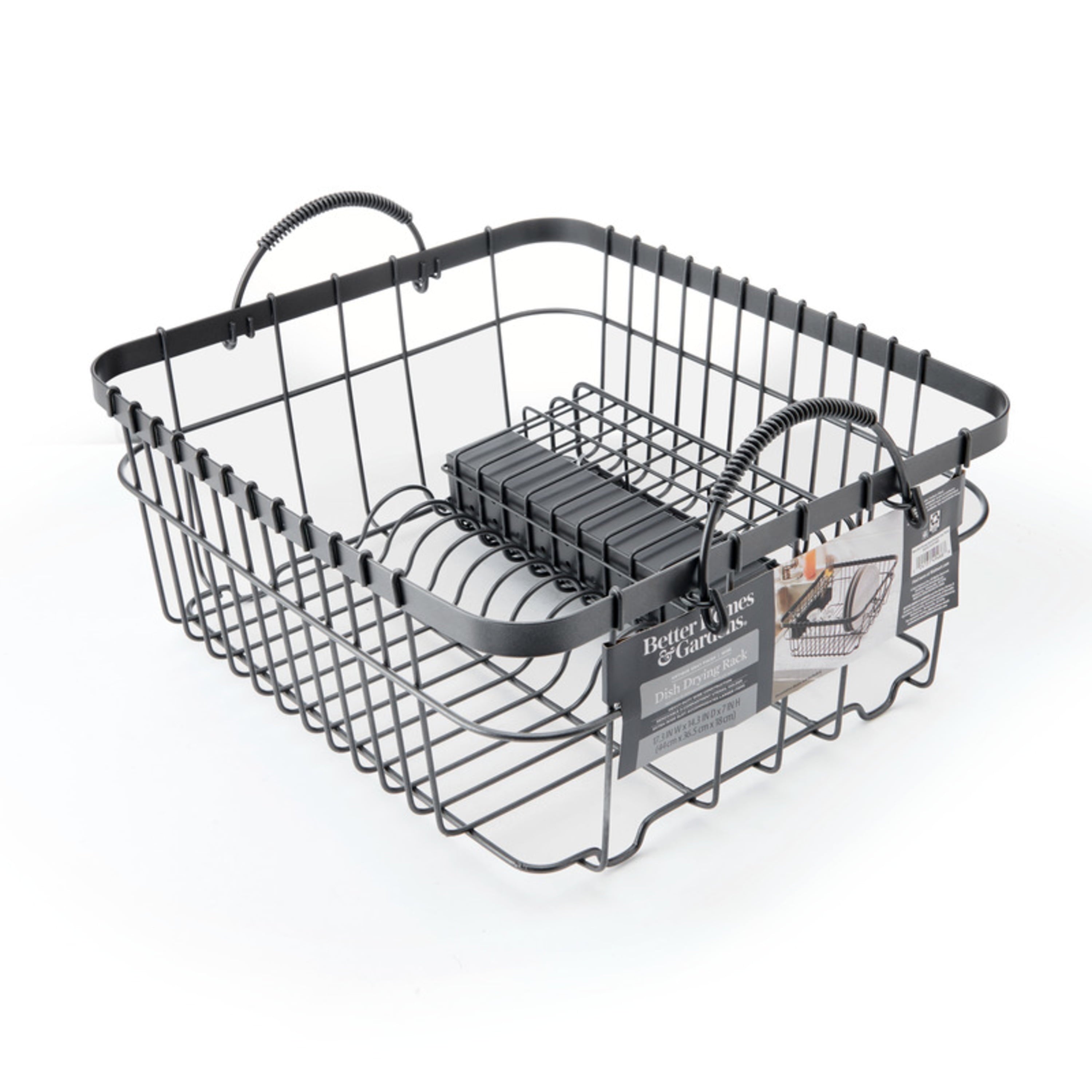  Metal Dish Rack with Caddy, Antique Gray, Best Used for Dish Drying and Sink Organization