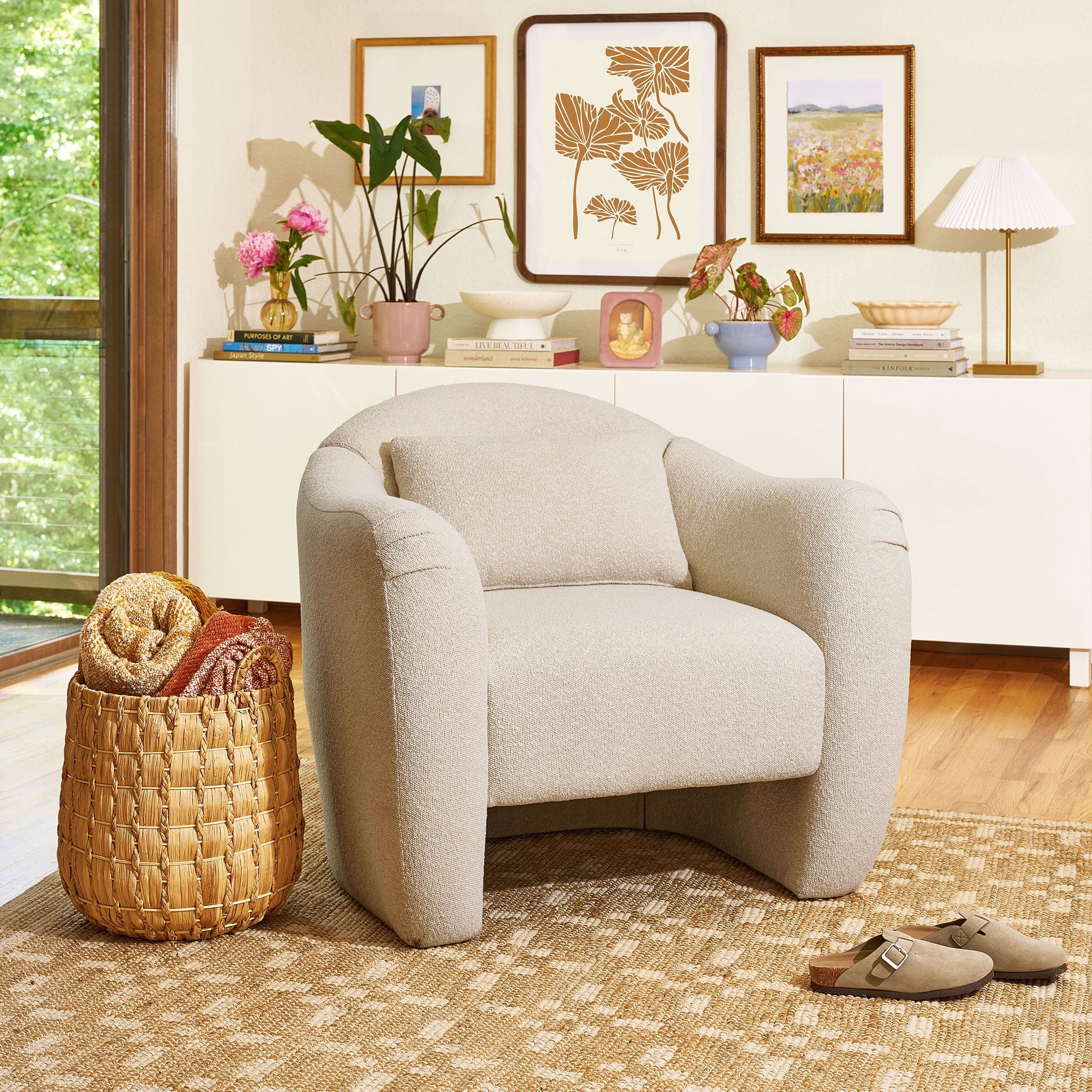 Beautiful Barrymore Teddy Accent Chair by Drew Barrymore, Cream Shearling
