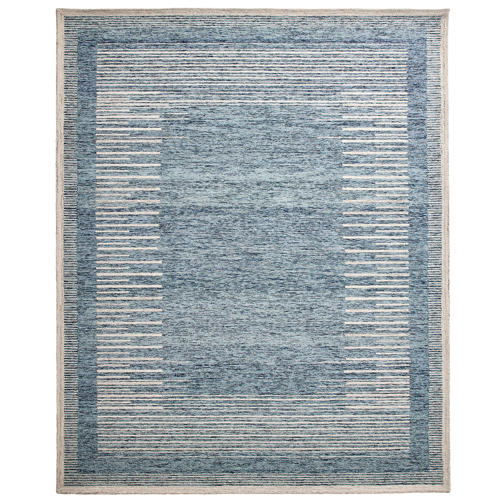  Blue Abstract Wool Blend Indoor Area Rug, 8' x 10'