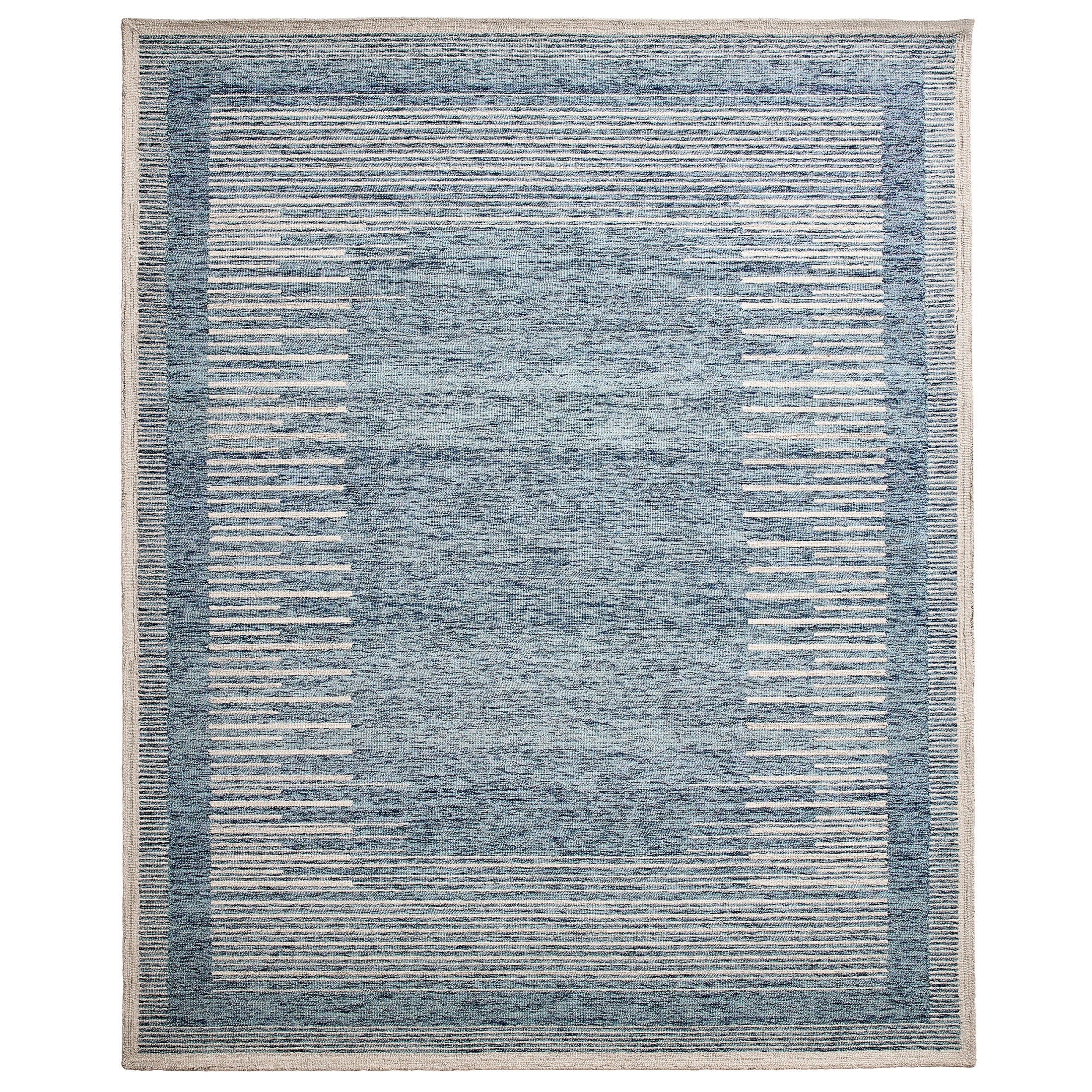  Blue Abstract Wool Blend Indoor Area Rug, 8' x 10'