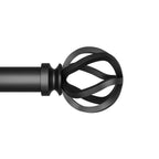  1" Matte Black Cage Adjustable Single Curtain Rod Set, 120" to 180"