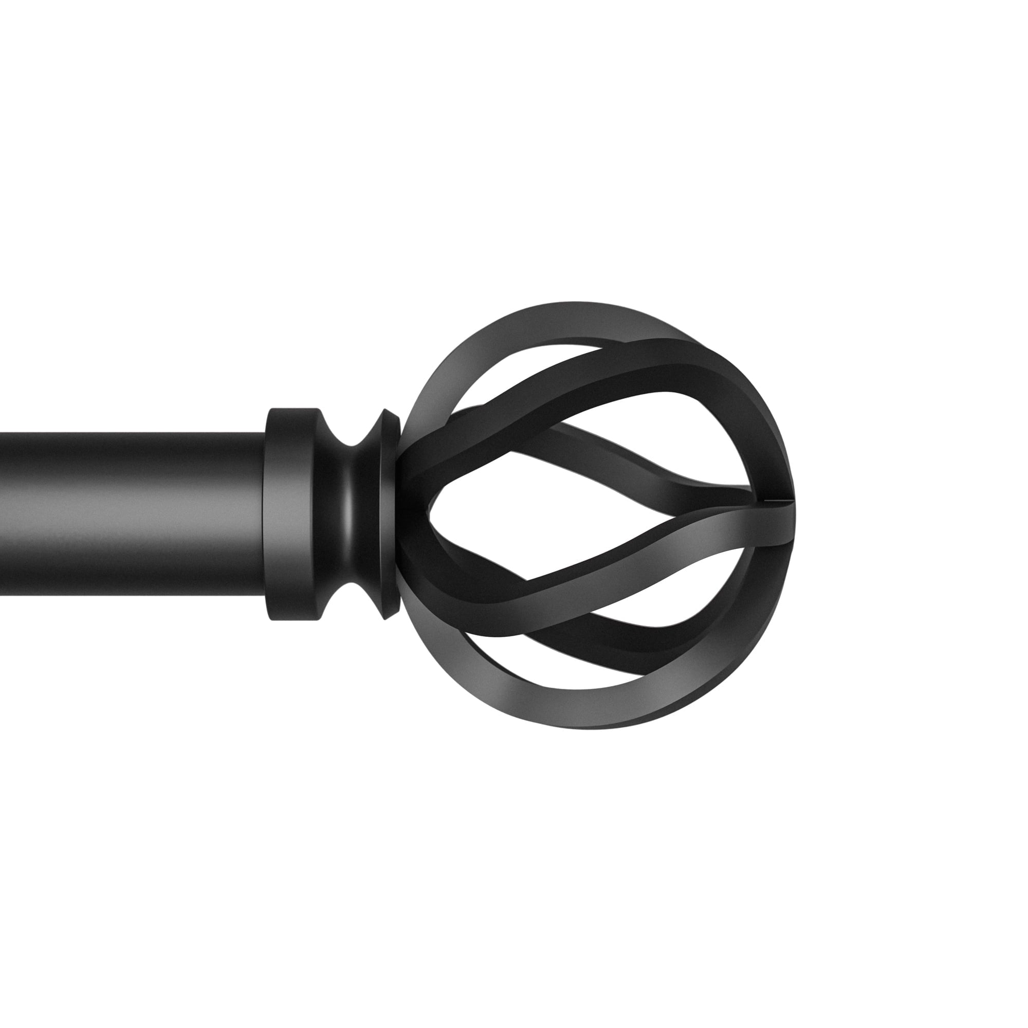  1" Matte Black Cage Adjustable Single Curtain Rod Set, 120" to 180"