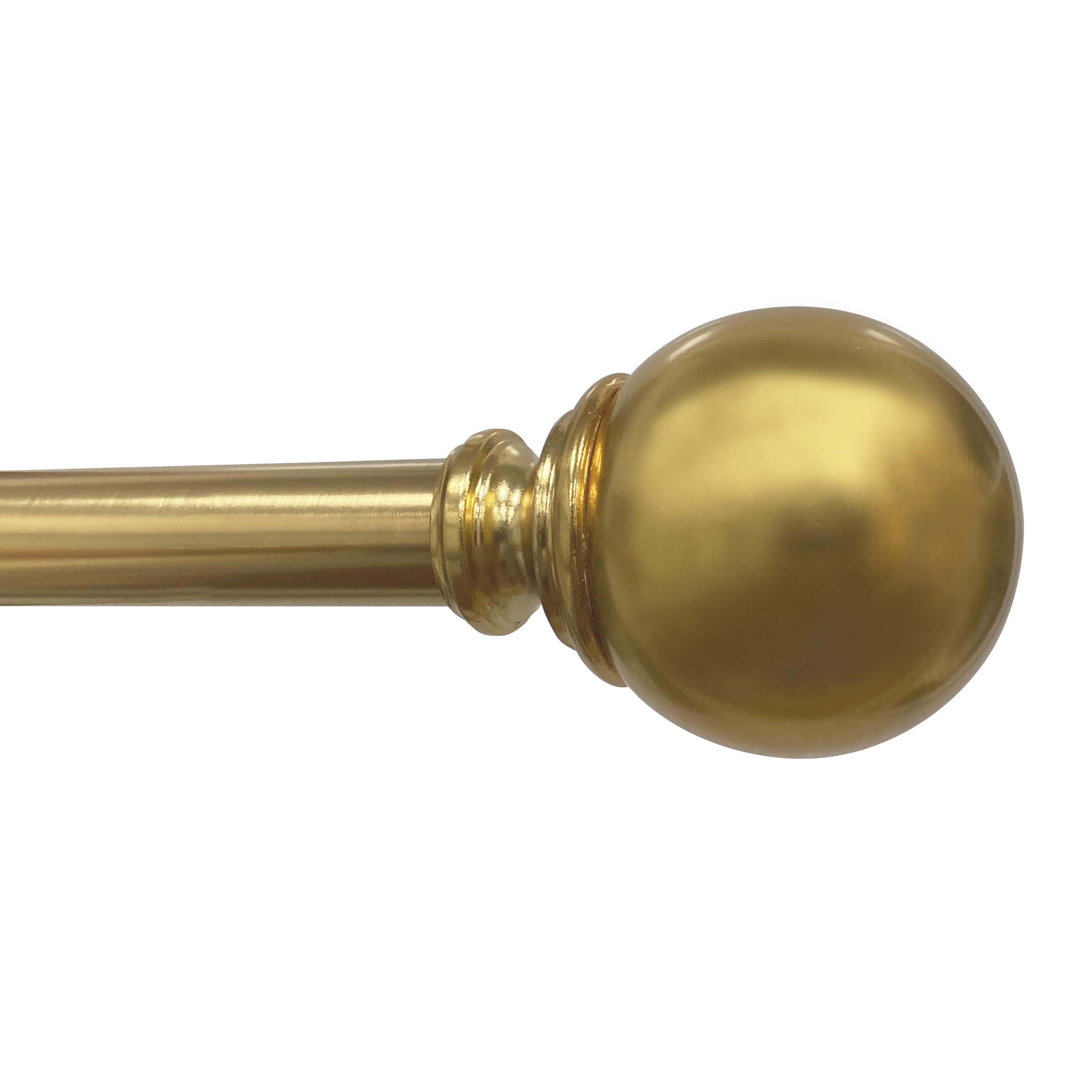  1� Brass Finish Metal Ball Adjustable Curtain Rod 42-120�