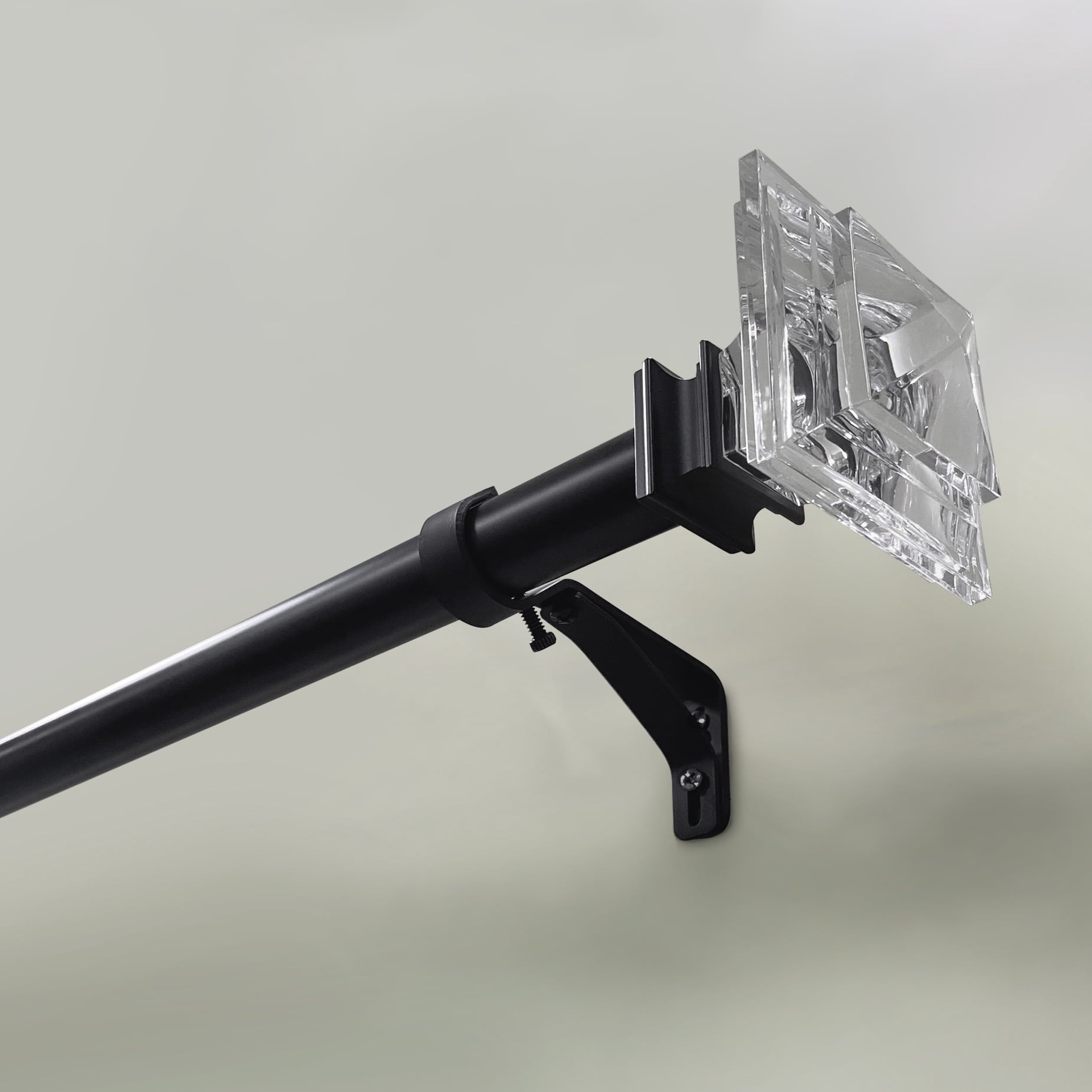 Homora™ 1 Clear Acrylic Square Single Curtain Rod, Brass, 42-120
