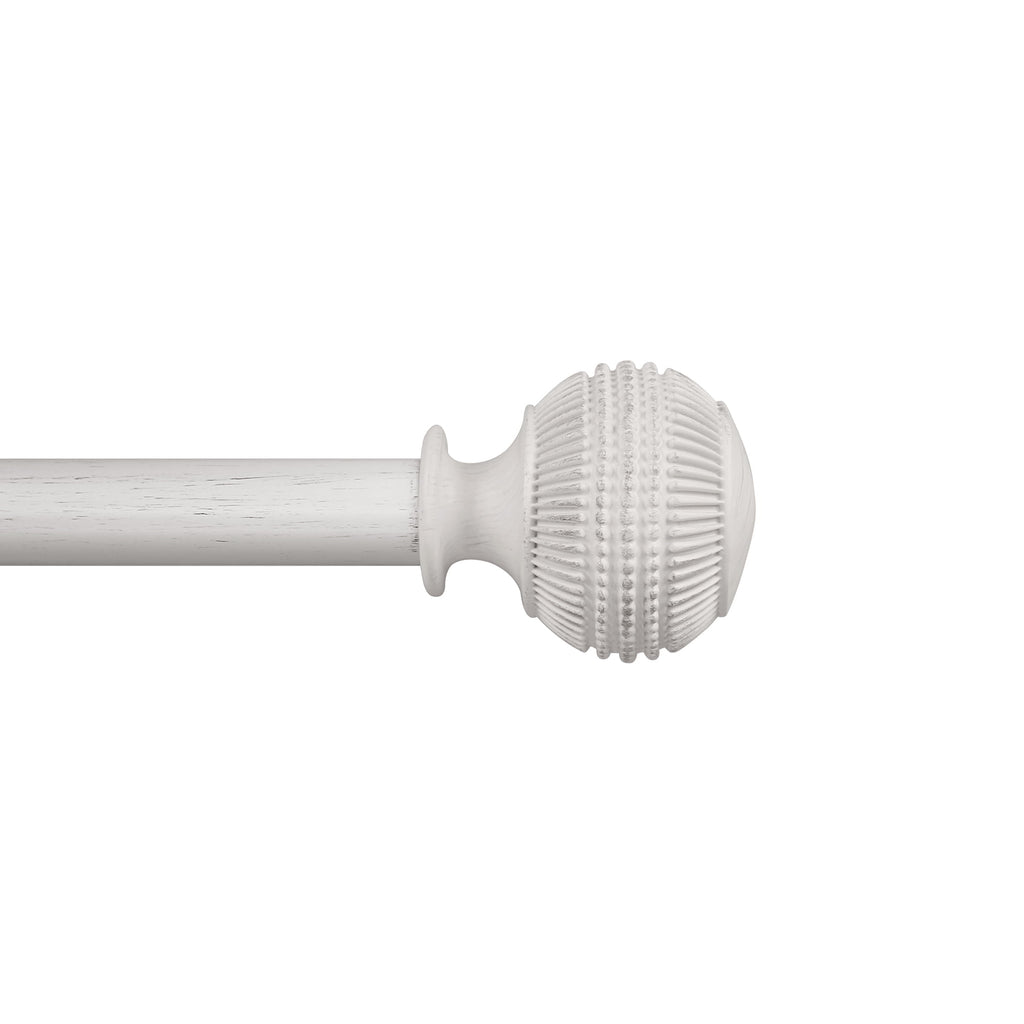  1" Textured Knob Curtain Rod, 42-120", White