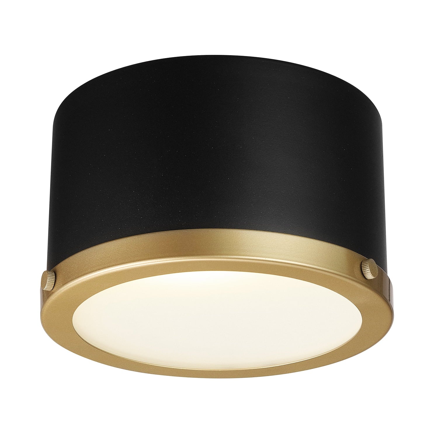  1- Light 6.5" Flush Mount Light Matte Black and Glass Shade with Bulbs