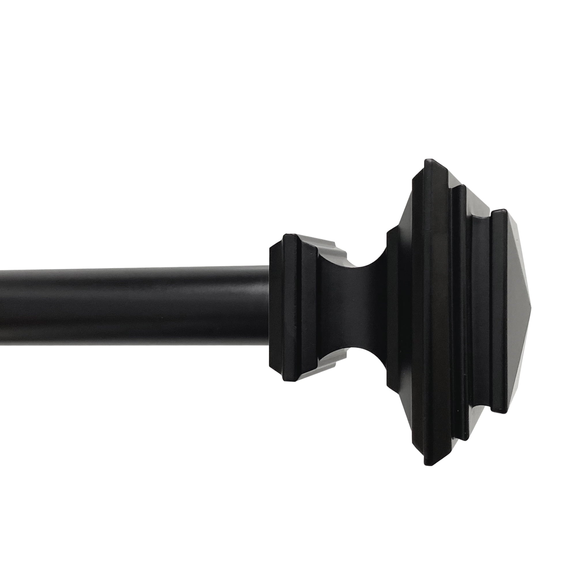  1� Metal Square Single Curtain Rod, Matte Black, 42-120�