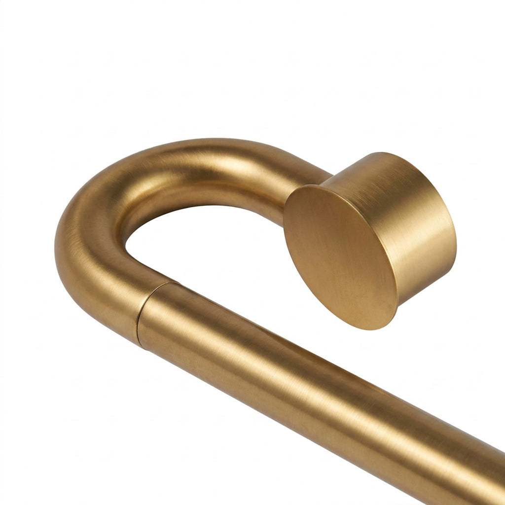  1" Brass Swooping Adjustable Single Curtain Rod, 32-120"