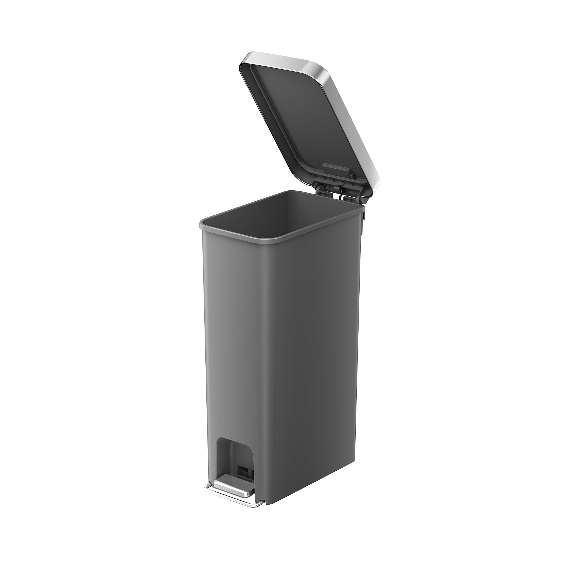 Homora™ Slim Kitchen Trash Can, 10.5 Gallon Plastic Step Garbage Bin with Soft Close Lid, Black