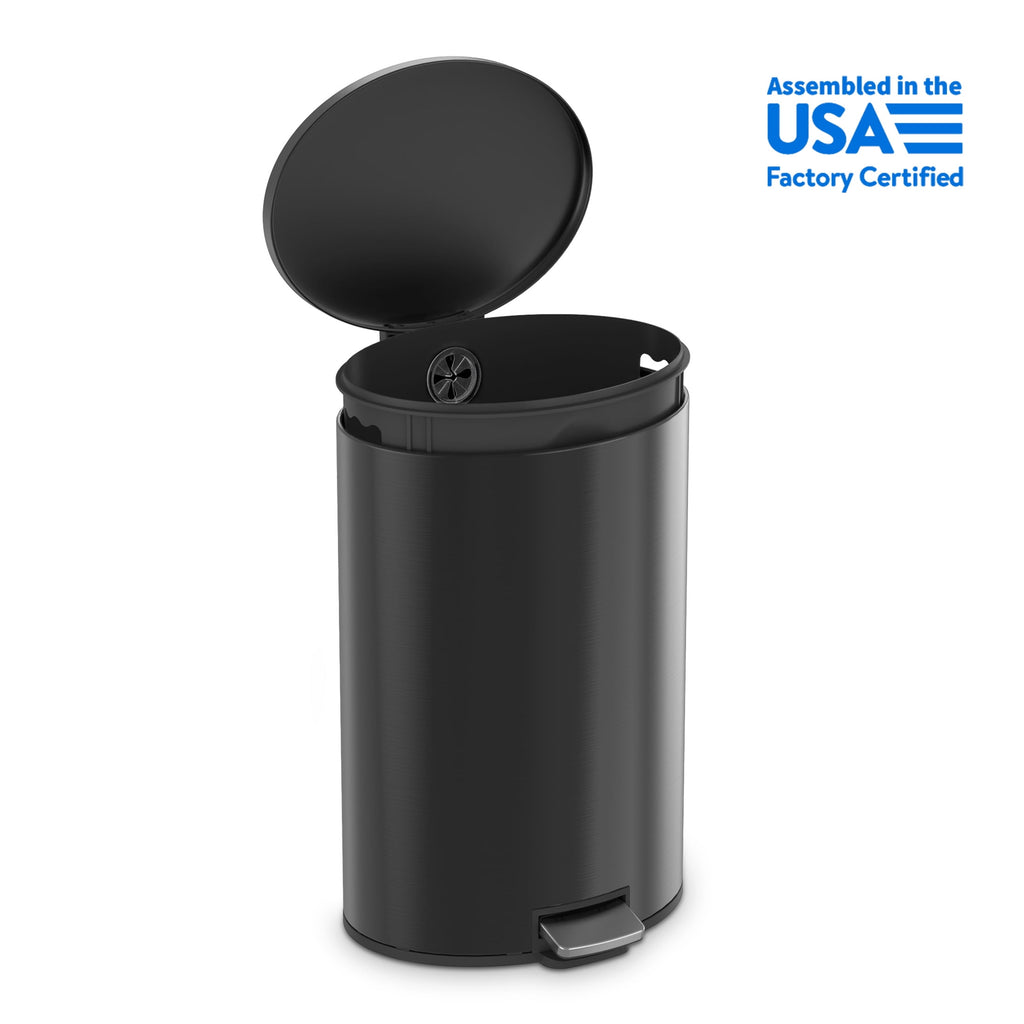Homora™ Kitchen Trash Can, 10.5 Gallon Stainless Steel Oval Step Garbage Bin with Soft Close Lid, Silver