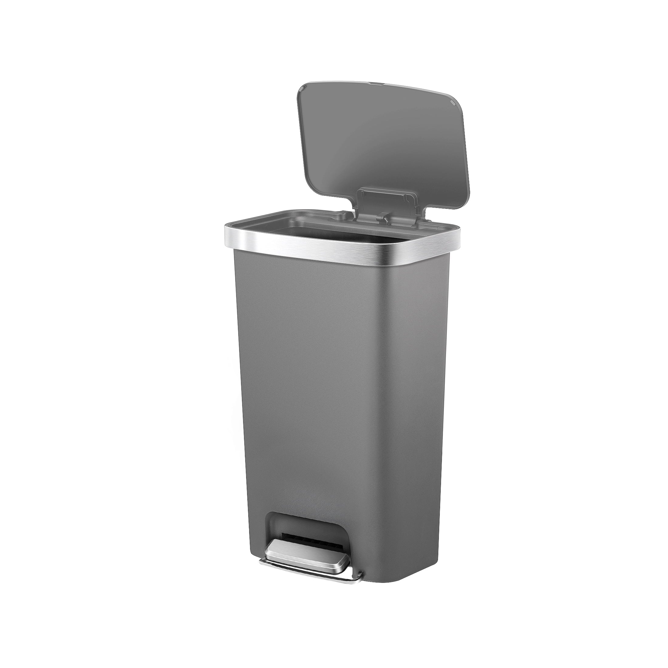 Homora™ Kitchen Trash Can, 11.9 Gallon Plastic Step Garbage Bin with Soft Close Lid, Black