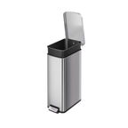  Kitchen Trash Can, 13.2 Gallon Stainless Steel Slim Step Garbage Bin with Soft Close Lid, Silver