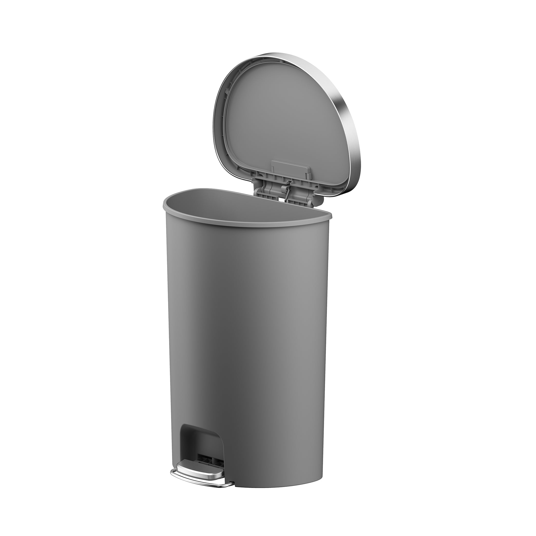 Homora™ Large Kitchen Trash Can, 14.5 Gallon Plastic Semi Round Step Garbage Bin with Soft Close Lid, Black
