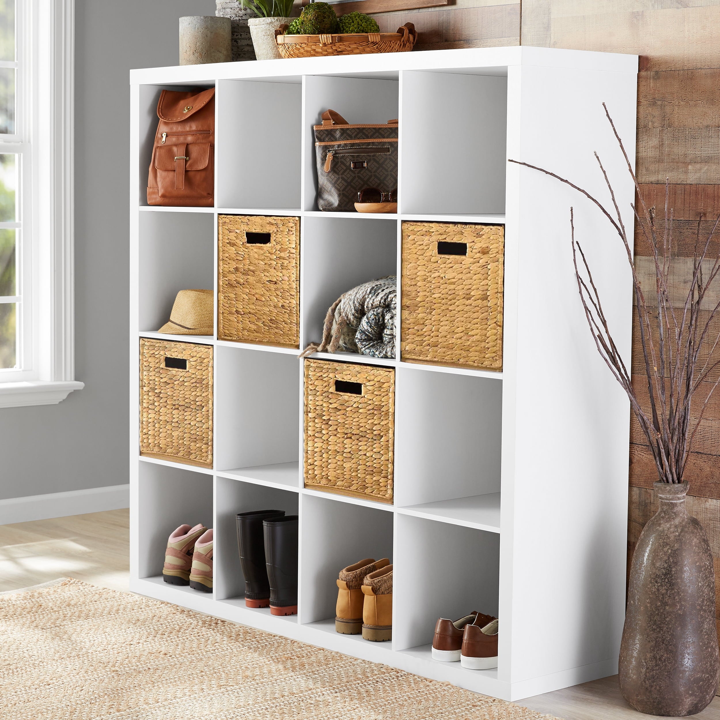  16 Cube Storage Organizer, White Texture