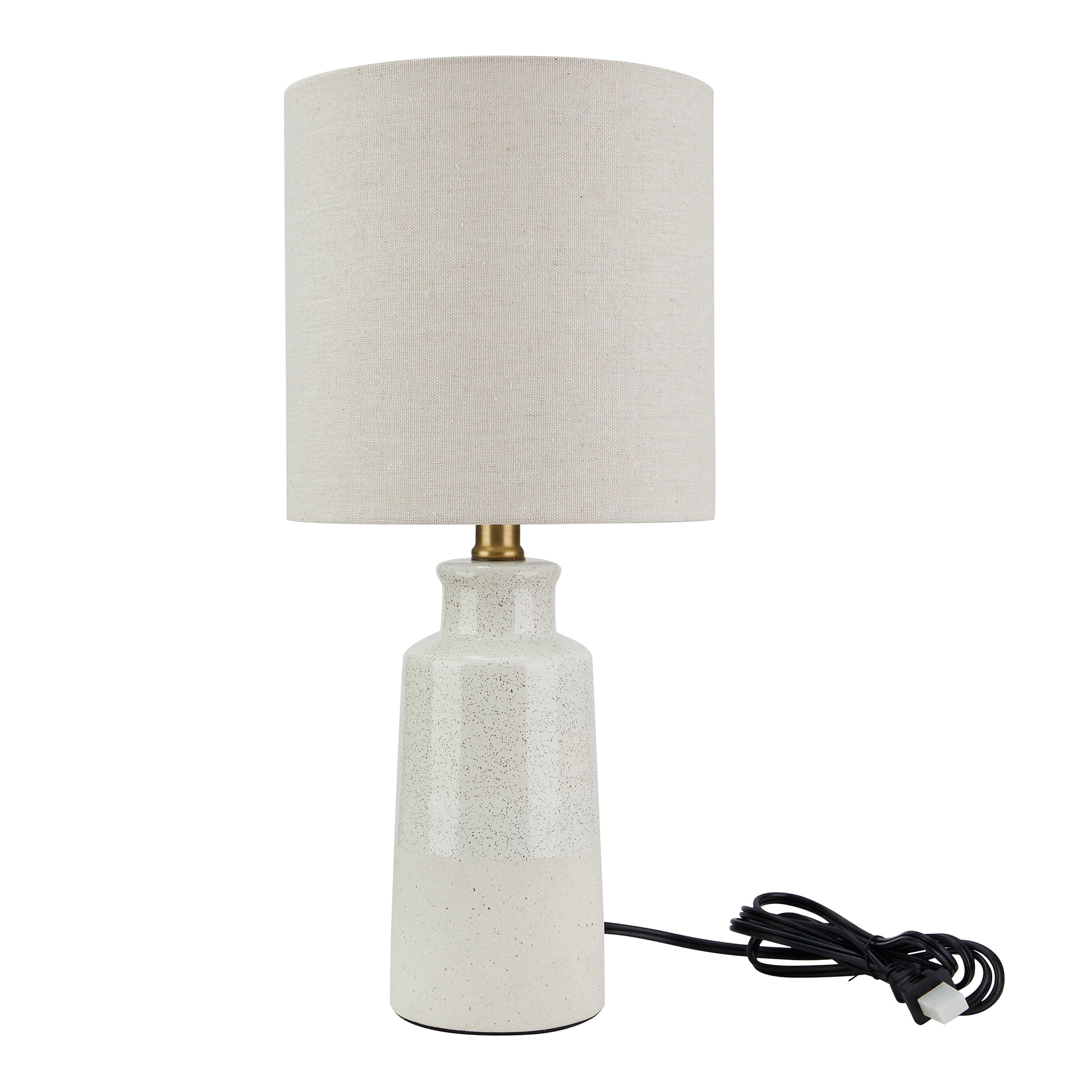  17" Reactive Glaze Ceramic Table Lamp with Off-White Shade