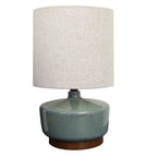  17" Tall Modern Mid-Century Ceramic Table Lamp with Wood Base