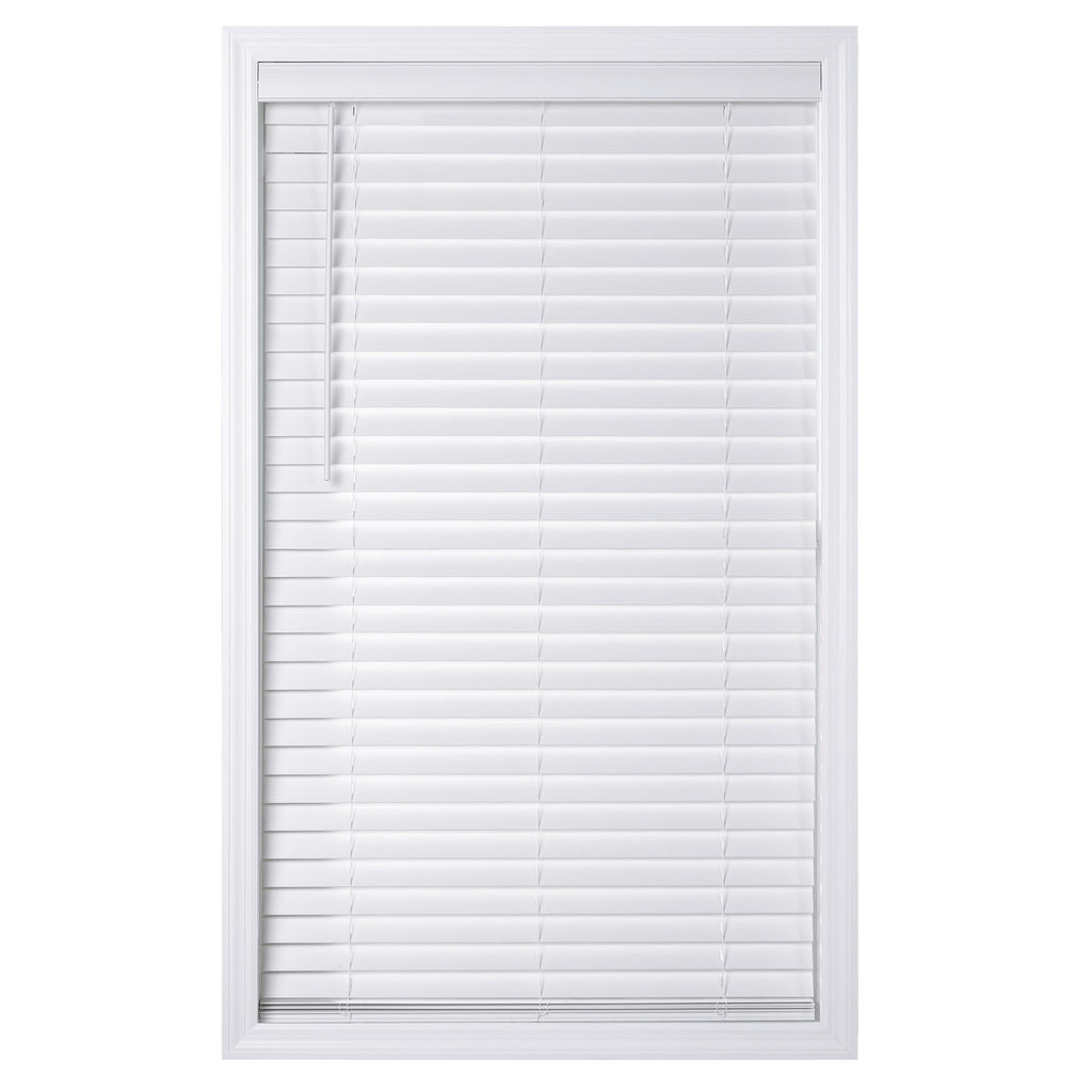  2" Cordless Faux Wood Horizontal Blinds, White, 32" W x 64" L