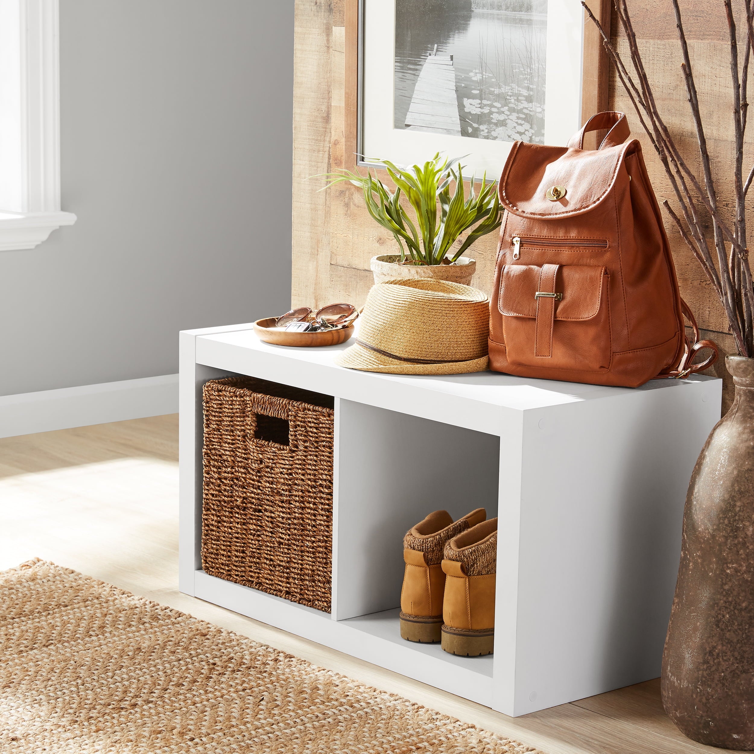  2 Cube Storage Organizer, White Texture