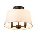  2-Light Matte Black Indoor Flush Mount Light, Fabric Shade, Bulbs Included