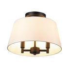  2-Light Matte Black Indoor Flush Mount Light, Fabric Shade, Bulbs Included