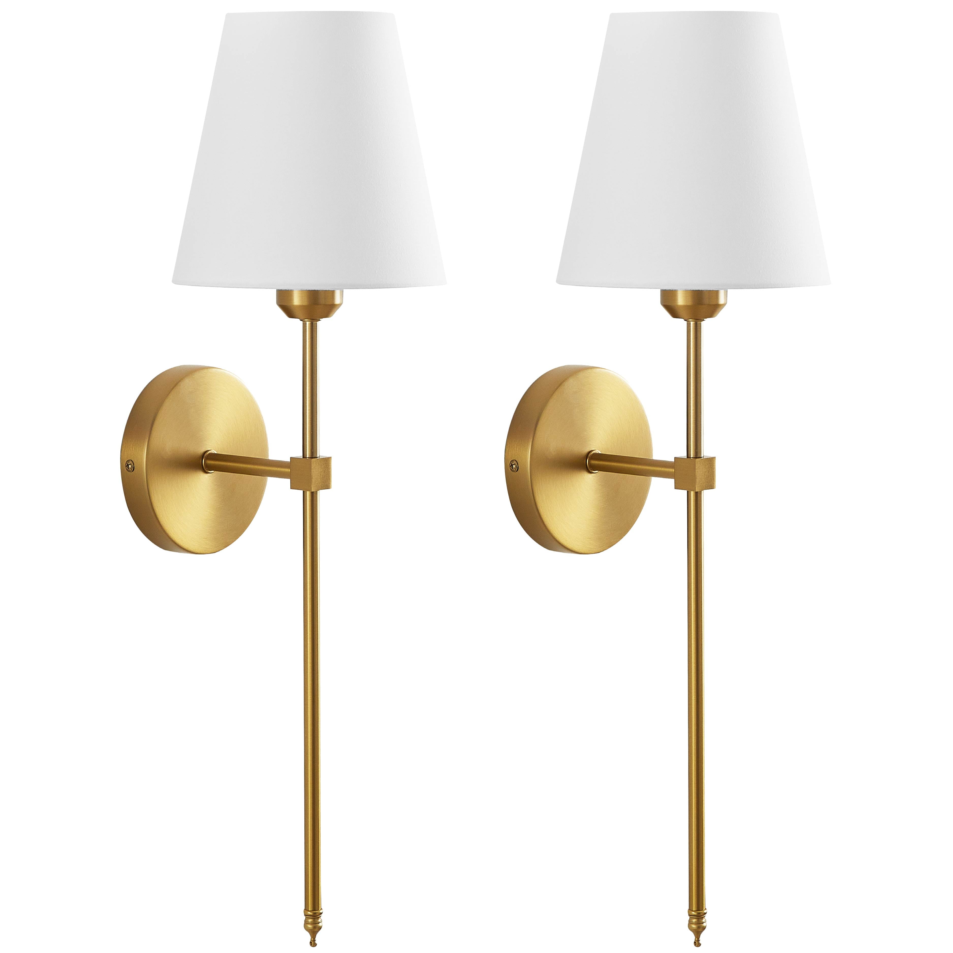  Contemporary Indoor 2-Pack Convertible LED Sconce Table Lamp, Gold