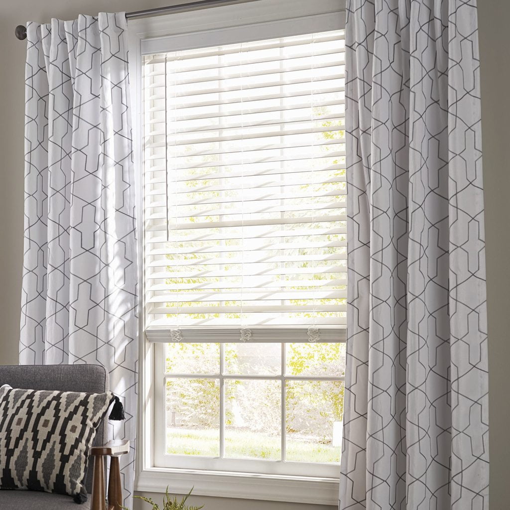  2-inch Cordless Faux Wood Horizontal Window Blinds, White, 39X64