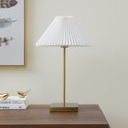  21" Gold Brass Pleated Shade Table Lamp