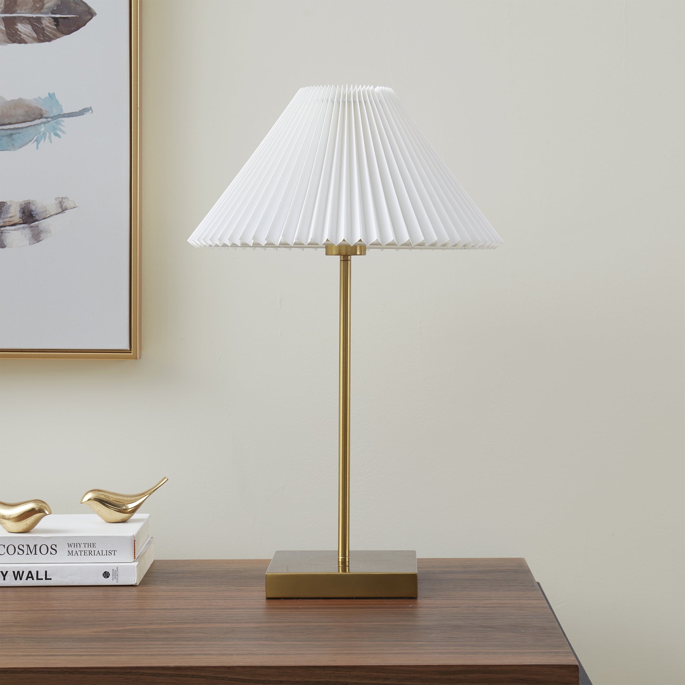 21" Gold Brass Pleated Shade Table Lamp