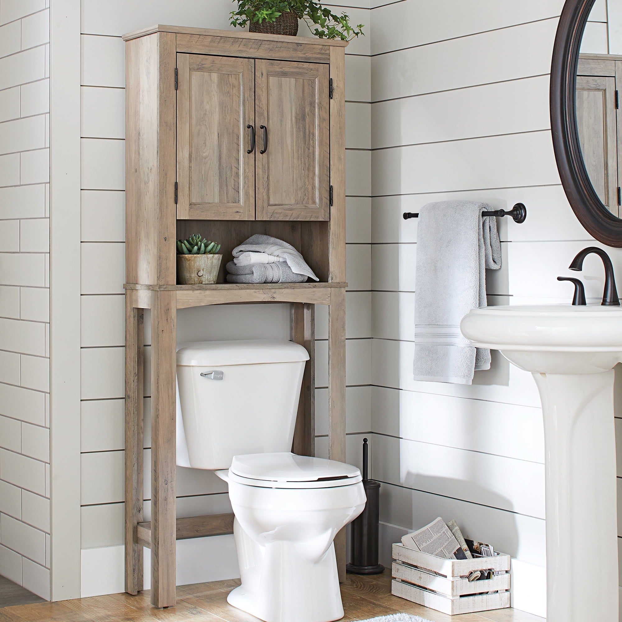  Over the Toilet Bathroom Storage Cabinet, Rustic Gray