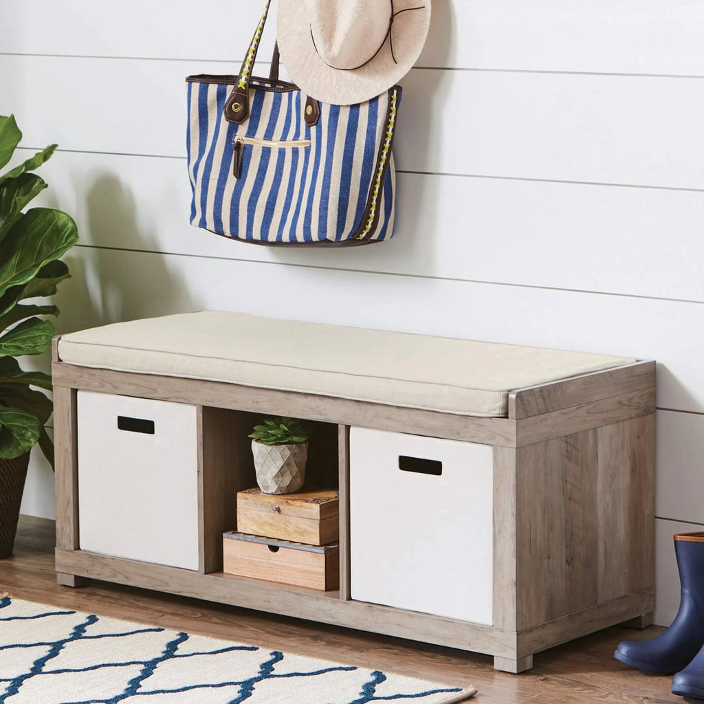  3-Cube Storage Bench, Rustic Gray