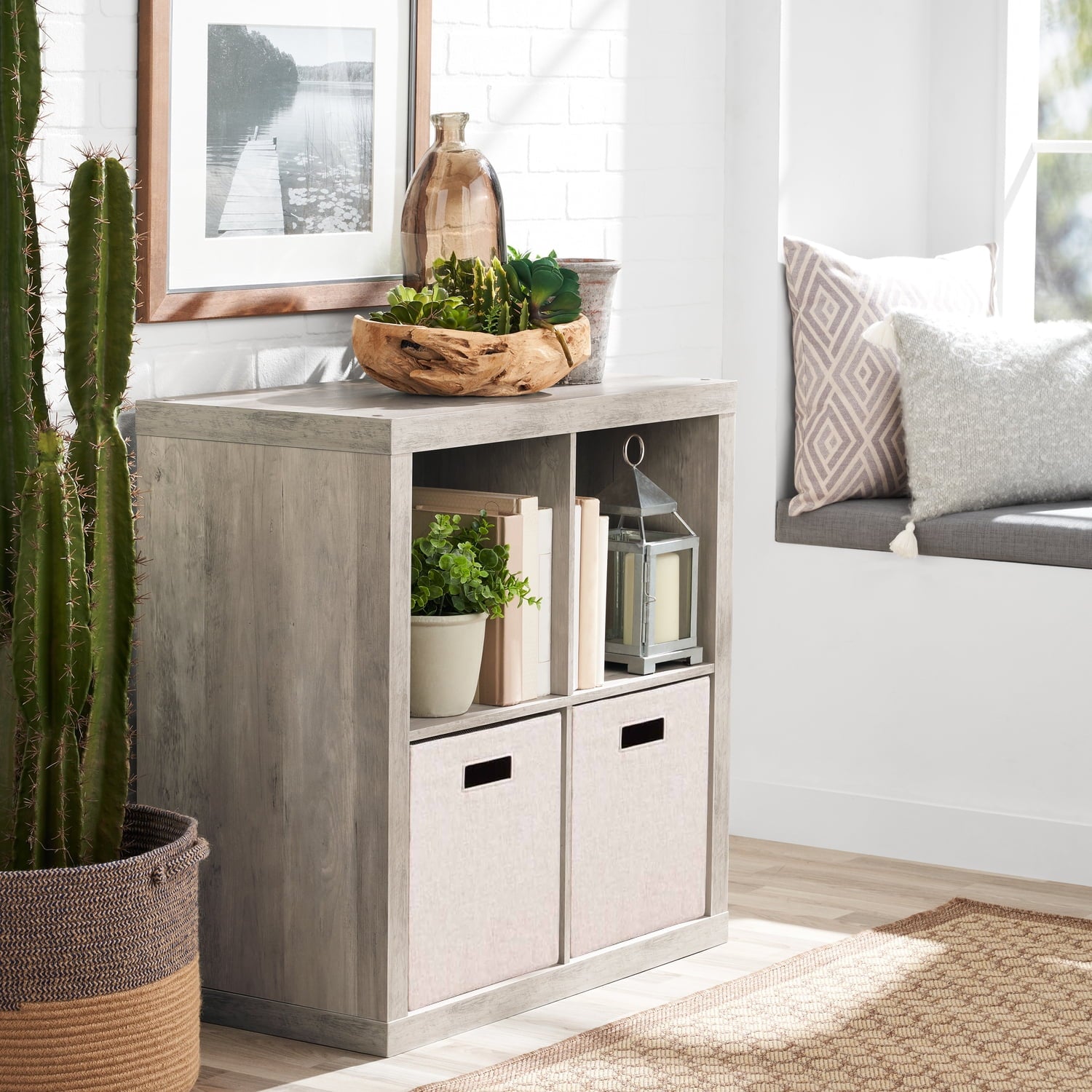 Homora™ 4 Cube Storage Organizer, White Texture