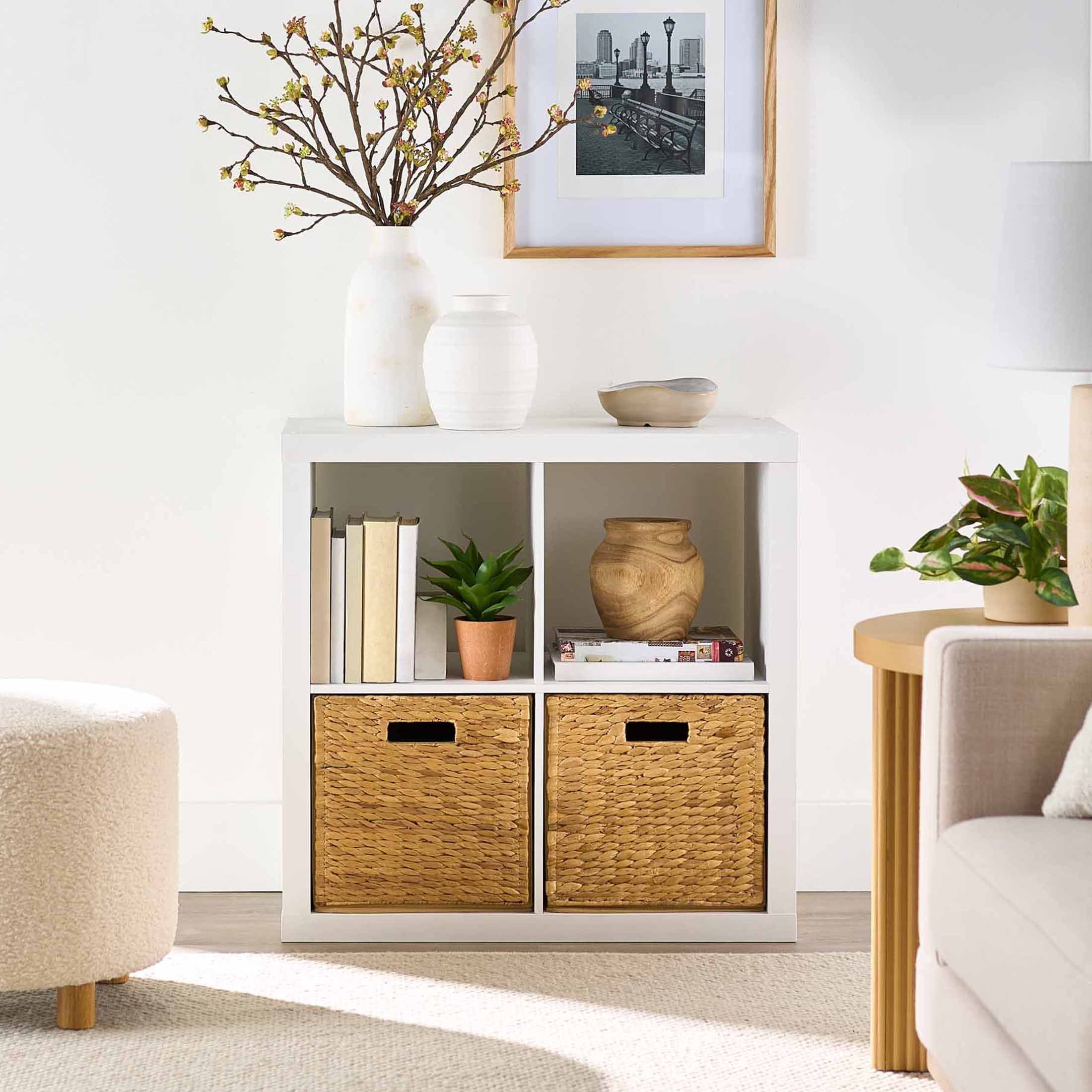  4 Cube Storage Organizer, White Texture