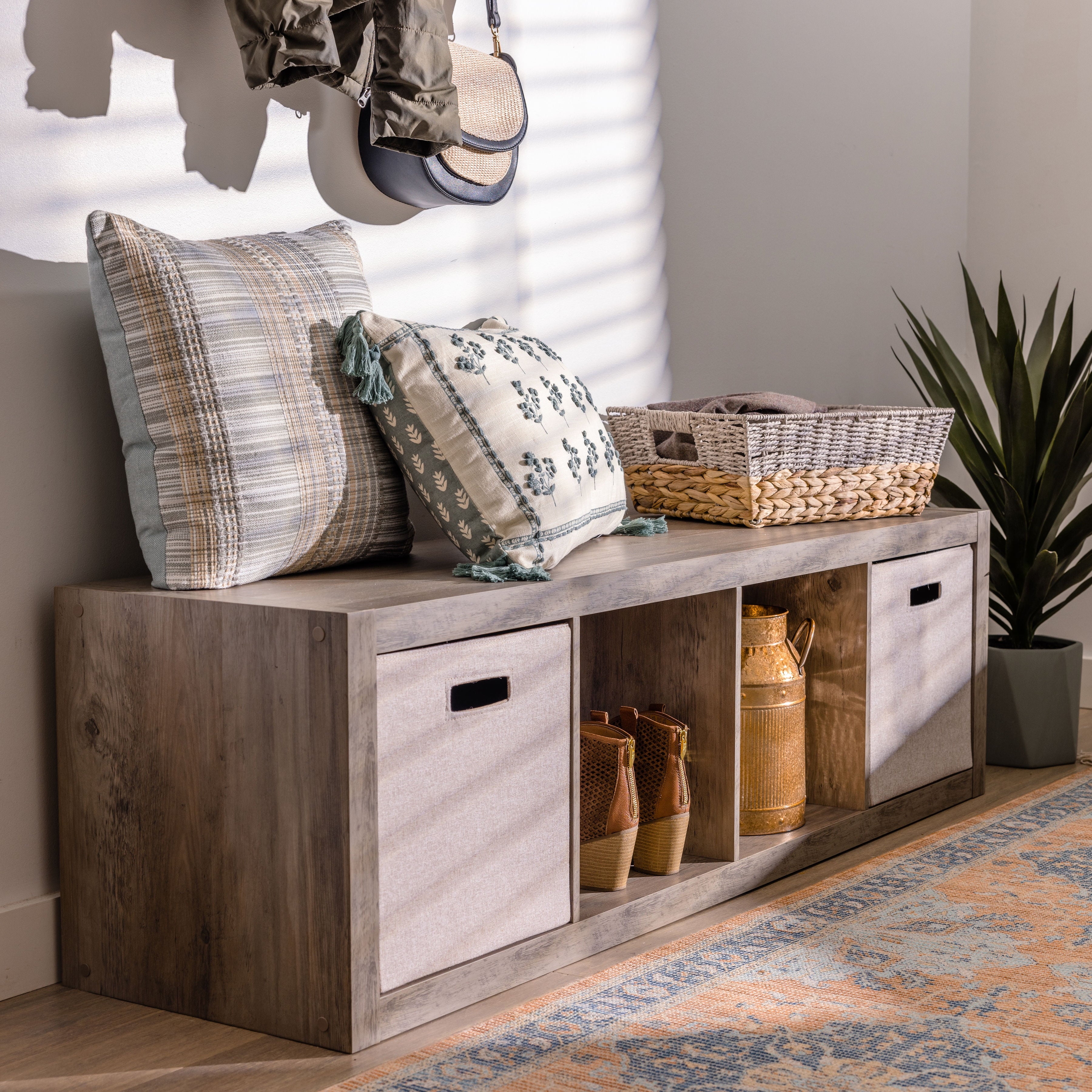  4 Cube Vertical Storage Organizer, Rustic Gray