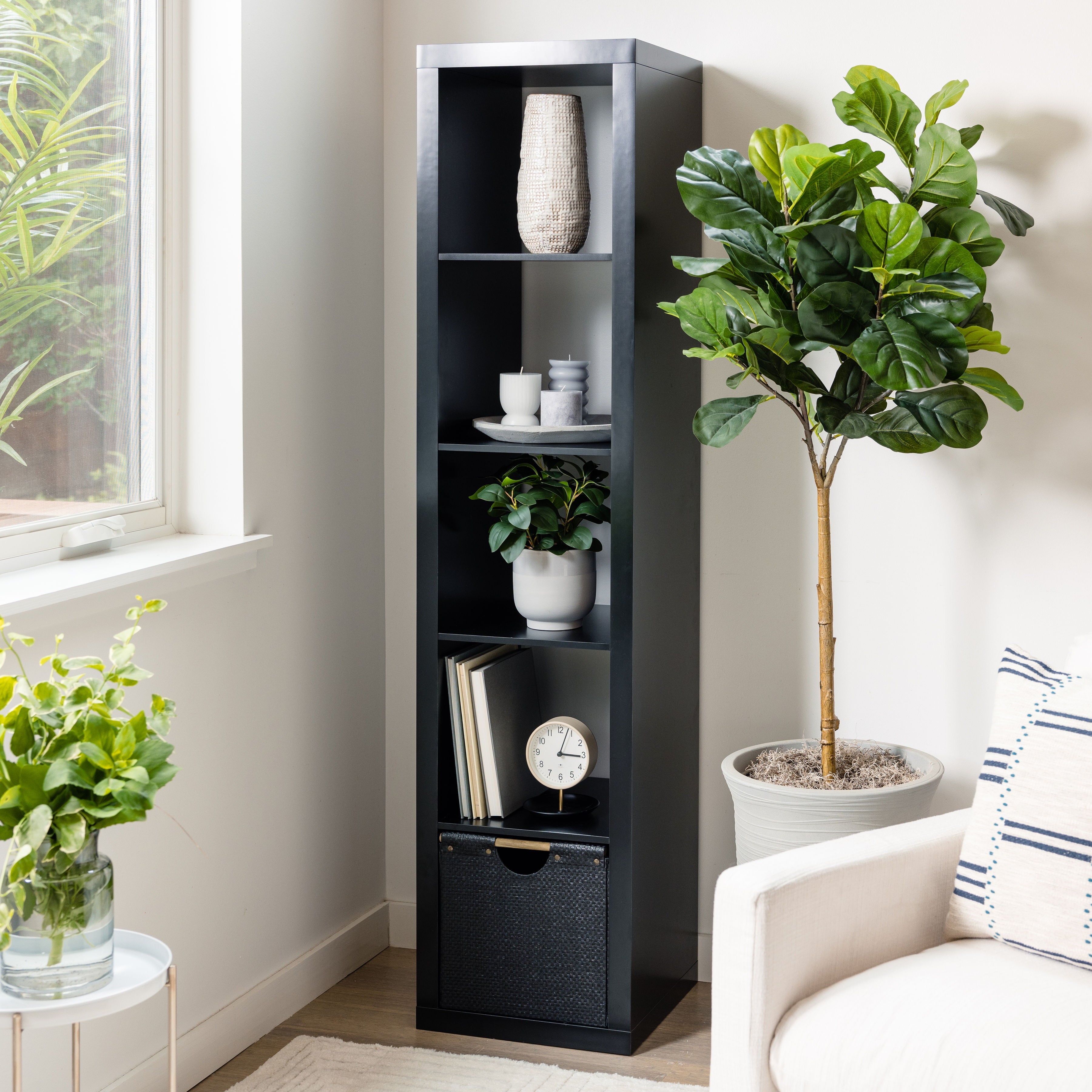 Homora™ 5 Cube Vertical Storage Organizer, White Texture