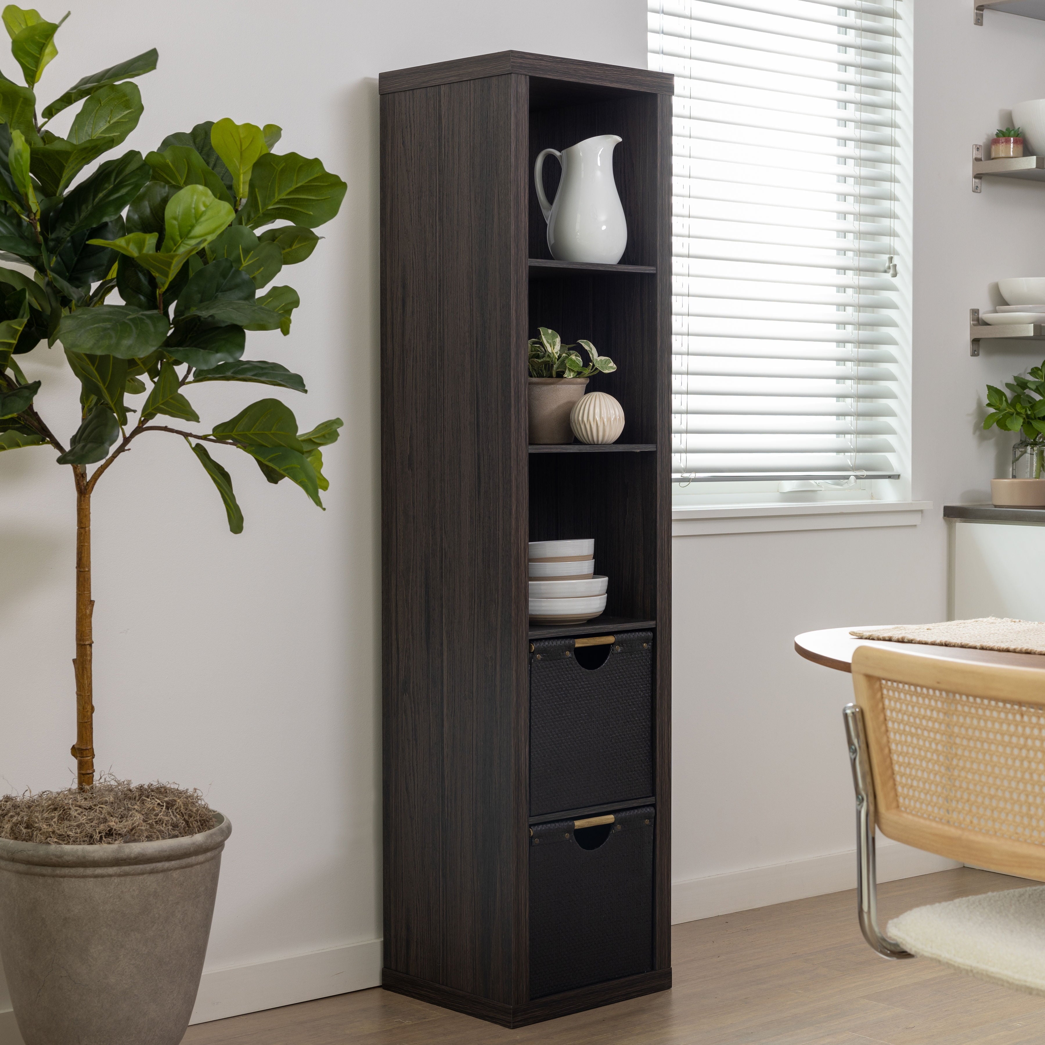Homora™ 5 Cube Vertical Storage Organizer, White Texture