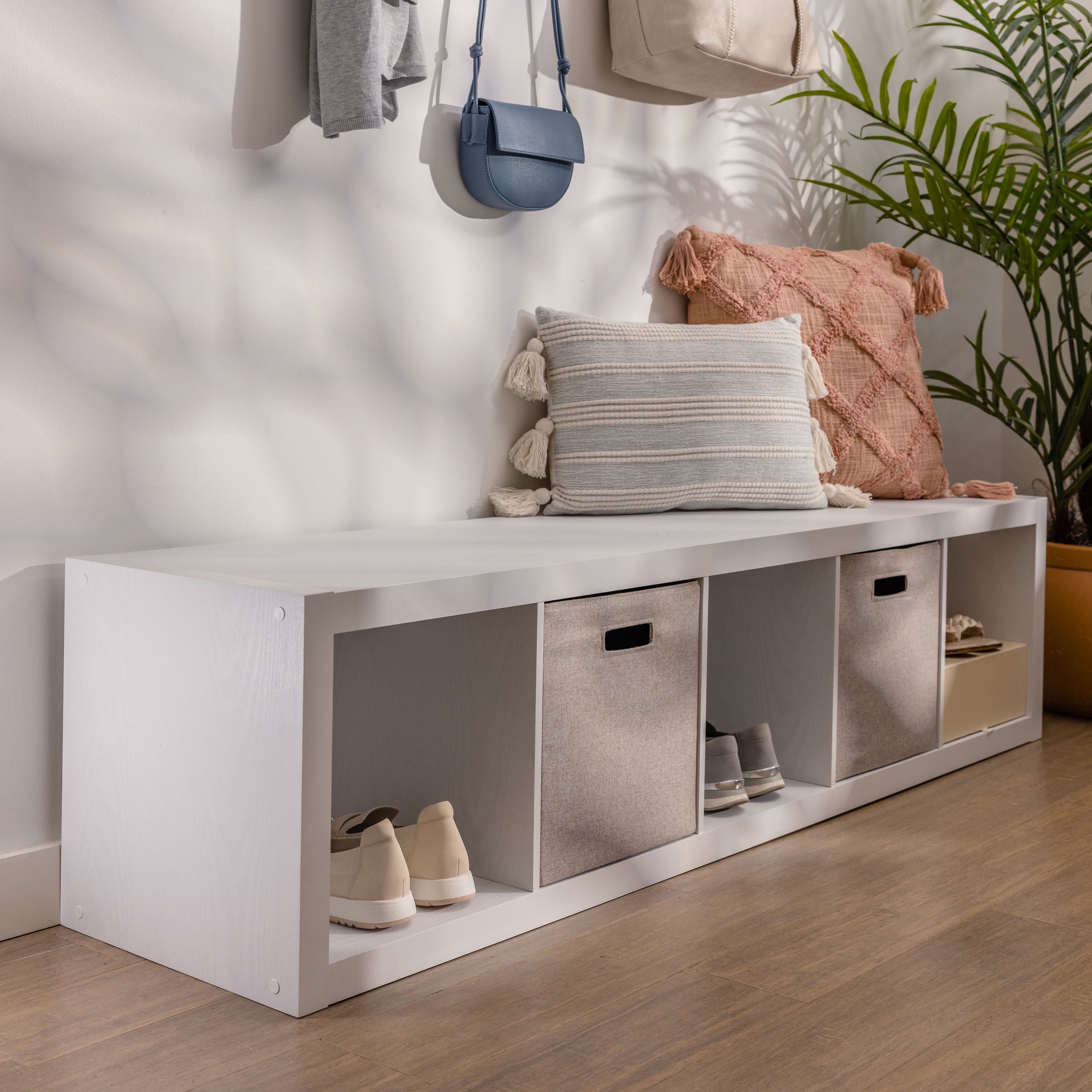  5 Cube Vertical Storage Organizer, White Texture