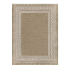  5'x7' Beige Border & Striped Reversible Indoor/Outdoor Rug