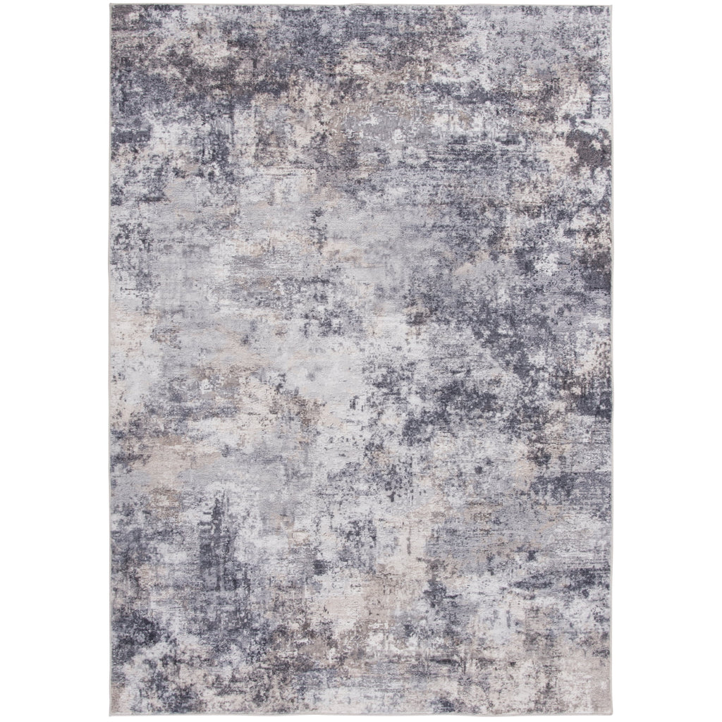  5' x7' Grey Beige Abstract Machine Washable Faux Fur Indoor Area Rug